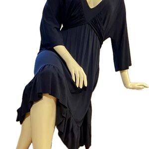 Elegant Navy V-Neck Dress